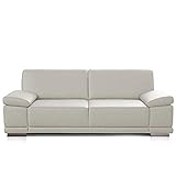 CAVADORE 3,5-Sitzer Sofa Corianne in Kunstleder / Großes Ledersofa in hochwertigem Kunstleder und modernem Design /Mit Armteilverstellung / 248 x 80 x 99 / Kunstleder weiß