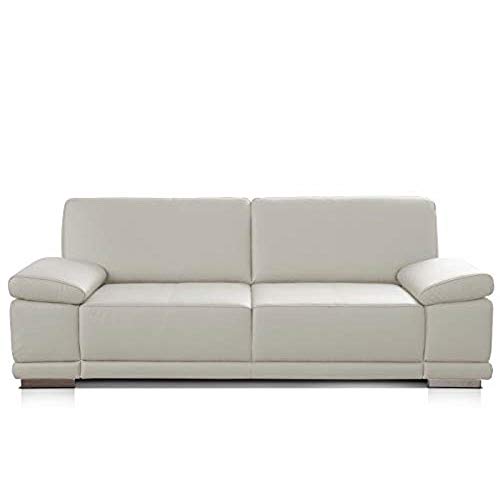 CAVADORE 3,5-Sitzer Sofa Corianne in Kunstleder / Großes Ledersofa in hochwertigem Kunstleder und modernem Design /Mit Armteilverstellung / 248 x 80 x 99 / Kunstleder weiß