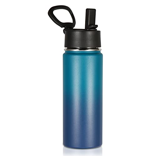Volhoply 530ml/18oz Kids Insulated Water Bottle, Stainless Steel Water Bottles with Straw Lid