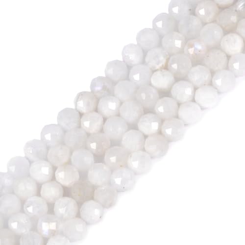 6mm Moonstone Faceted Gemstone Round Loose Beads Strand 15.5-16