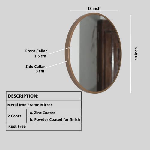 Image of Quality Glass Wall Mirror Metal Frame Round Wall Mirror Metal Frame for Bathroom, Living Room, Vanity Decorative Wall Mirror Wall Mounted (18X18 Inches) - White