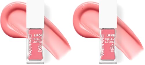 wet n wild Lip Oil - Lightweight, Non-Sticky, Hydrating &amp; Nourishing Formula with Marula &amp; Jojoba Oils, Vegan &amp; Cruelty-Free - Fuzzy Pillow (Pack of 2)