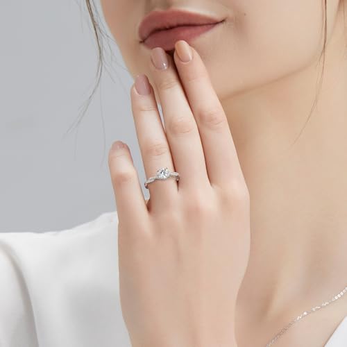 KRKC 1.6CT/1CT Moissanite Ring for Women 3 Stone/Solitaire Engagement Ring, D Color VVS1 Clarity Lab Created Diamond Promise Ring, 925 Sterling Silver White Gold Plated Wedding Rings for Her3