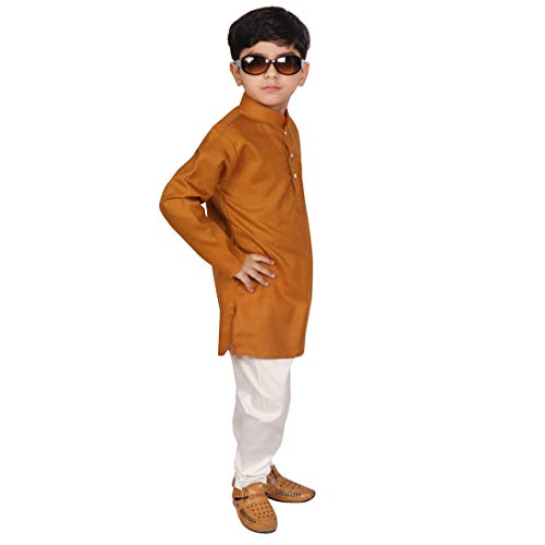 Image of SG YUVRAJ Raw Silk Kurta Set for Boys