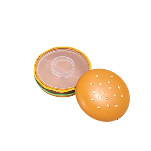 ハンバーガー型 ピルケース 防湿 密閉 錠剤 お薬 キャンディ ケース 薬入れ サプリメントケース サプリケース 雑貨入れ 小分け コンパクト 携帯用 収納ボックス 可愛い おしゃれ (2分割)