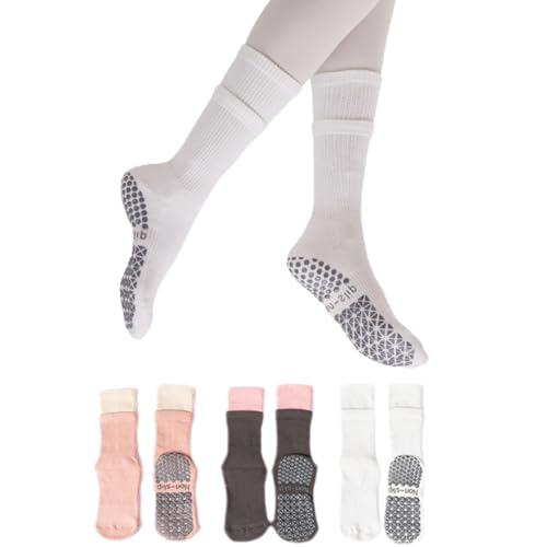 Image of Womens Pilates Socks Yoga Socks Non Slip Grip Socks, Ideal for Ballet Barre Dance Barefoot Workout, Athletic Socks