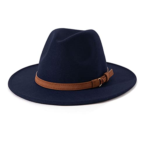 Image of Lisianthus Men & Women Vintage Wide Brim Fedora Hat | Classic Belt Buckle Decor, Adjustable Drawstring, Inner Breathable Sweatband, Timeless Style, Ideal for Travel & Daily