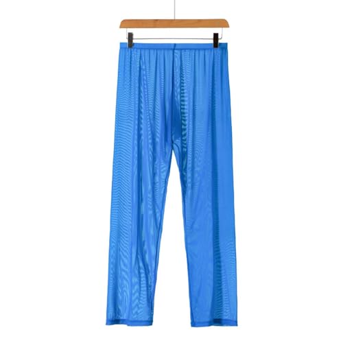 Sheer Mesh Long Pants for Men Sexy Lingerie See Through Trousers Loose Yoga Solid Lounge Bottoms Nightwear Long Johns3
