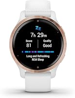 Garmin Venu 2S, GPS Fitness Smartwatch, Rose Gold Stainless Steel Bezel with White Band