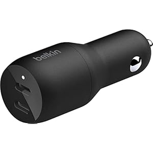 Belkin 36-Watt Dual-USB Car Charger – Power Delivery 2 18W USB-C Ports with PPS Charging Apple iPhone 14, 14 Pro, 14 Pro Max, iPhone 13, 13 Pro, 13 Pro Max Samsung Galaxy, AirPods – USB-C Charger