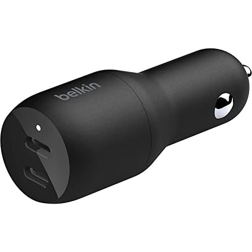 Belkin 36-Watt Dual-USB Car Charger – Power Delivery 2 18W USB-C Ports with PPS Charging Apple iPhone 14, 14 Pro, 14 Pro Max, iPhone 13, 13 Pro, 13 Pro Max Samsung Galaxy, AirPods – USB-C Charger