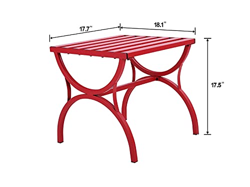 Mfstudio Outdoor Patio Side Table Square Steel Table Small Portable Bistro Coffee Table 18.1" L X 17.7" W X 17.5" H,Red #TOP2