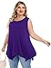 LARACE Womens Plus Size Tank Tops Summer Sleeveless Shirts Casual Loose Tunic Blouses(Deep Purple 2X)