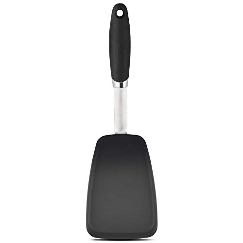 Hygienic Solid Heat-Resistant Flexible Silicone Spatula, Black Non-stick Silicone Turner