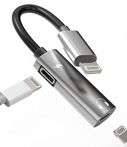 iPhone Headphone Adapter Dual Lightning Jack Dongle(2in1)Apple MFI Certified AUX Cable Splitter Audio Charge Converter for 14 13 12 11 Pro Max Mini Xs Se 7 X 8 Plus Ipad Music Charging Adaptador Para