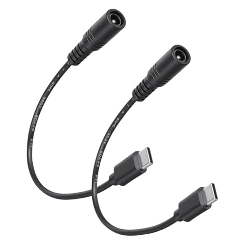 Alrhso 2Pcs 6 Inch DC Female to USB C Power Cord USB C to DC Adapter, DC5521 Female Male Plug, 5V 3A Power Charging Cable Extension Cord