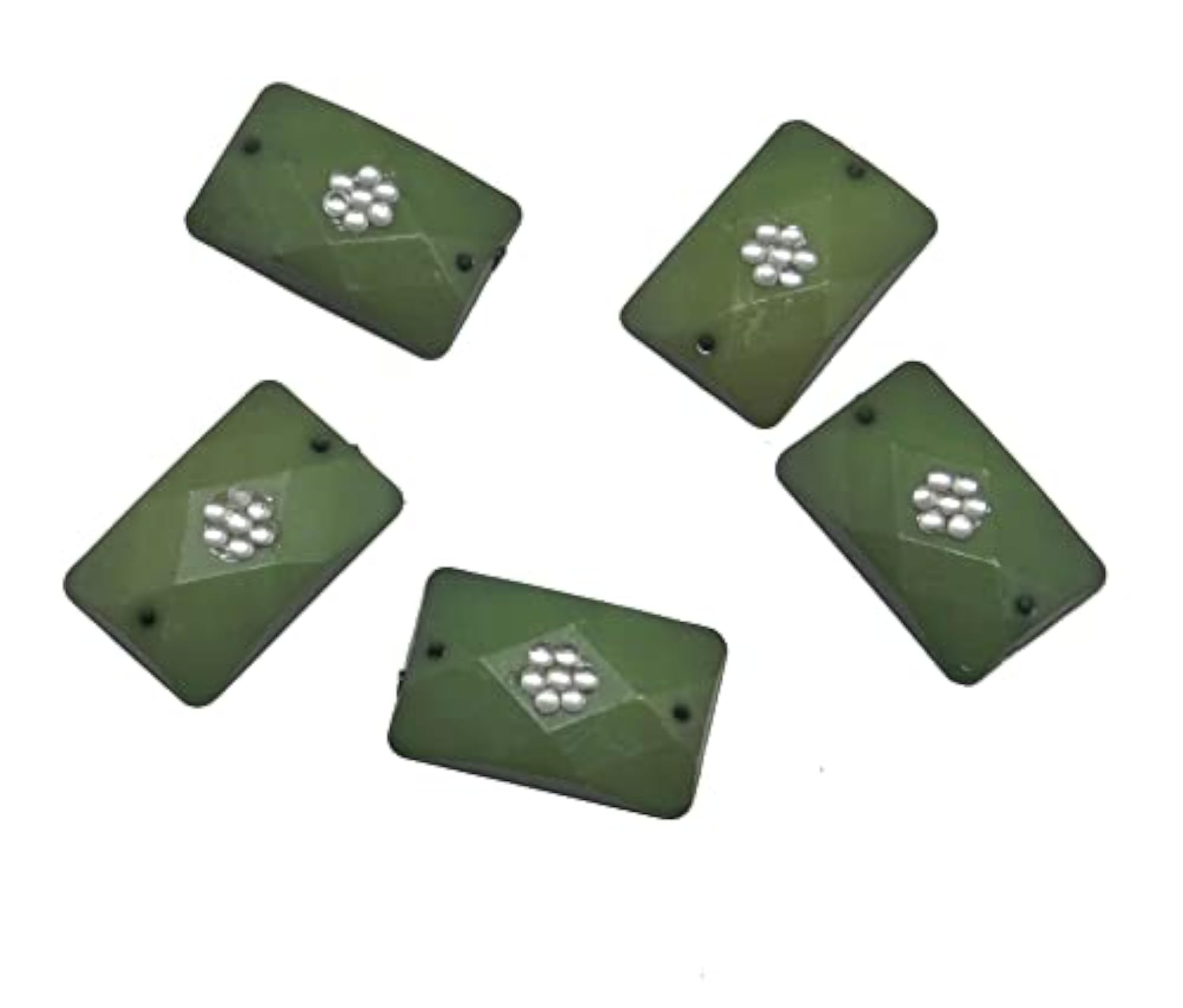 Rectangle Shaped Plastic Stone with Kundan for Jewellery Making
