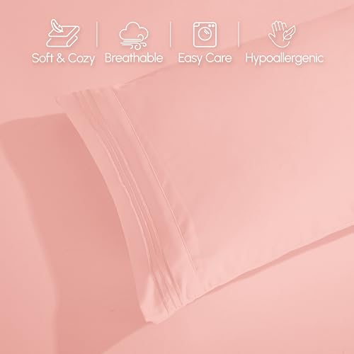 Elegant Comfort Luxurious 1500 Premium Hotel Quality Microfiber 4-Piece Sheet Set, 18-24 Inches Deep - Extra Deep Pocket Sheets - Ultra Soft 4PC Deep Pocket Sheets, Twin/Twin XL, Dusty Rose