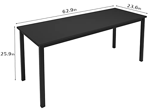 Image of DlandHome 63 inch Computer Desk Home Office Table Writing Desk Study Table Gaming Desk Workstation, Black