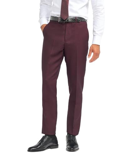 Costume en tweed bordeaux à carreaux 3 pièces ajusté homme