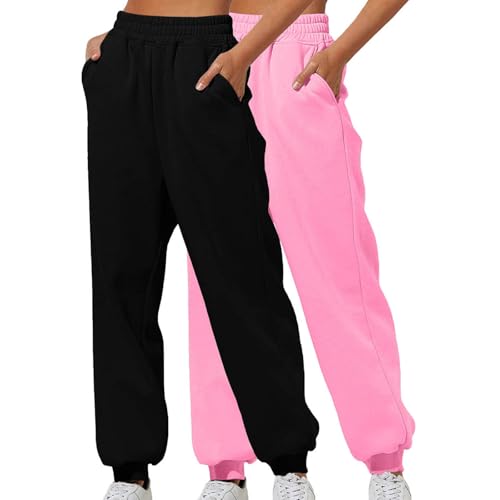 XCXC 2er-Pack Damen Jogginghose mit Cinch-Bottom und Taschen Frauen...