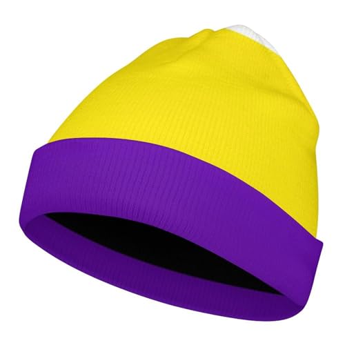 Non-Binary Pride Flag Kids Beanie Hat for for Girls Boys Children Cap Winter Knitted Chemo Cancer Headwear Accessories Gifts Decoration Black