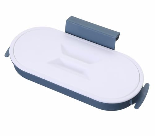 Plus Nao(プラスナオ) ゴミ袋ホルダー 吊り下げ式 蓋付き キッチン 台所 食器棚 収納 省スペース コンパクト フックで引っ掛け ゴミ箱 レジ - ネイビー