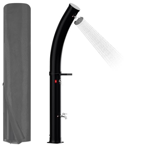 Joparri Arco de ducha solar, 35 litros, ducha de jardín, incluye cubierta protectora y cabezal de ducha de 360°, temperatura ajustable hasta 60 °C, ducha exterior para jardín, camping, ducha de