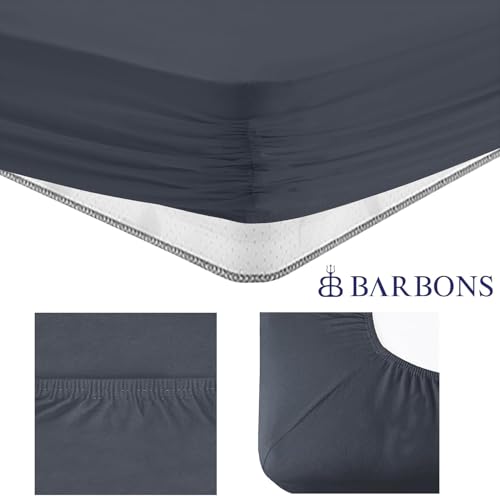 BARBONS Spannbettlaken 180x200cm - 100% Baumwolle Spannbetttuch Oeko-TEX Zertifiziert Bettlaken Jersey Bettwaren und Bettbezug für Boxspringbett und Dicke Matratzen bis 27 cm - Dunkelgrau 180 x 200