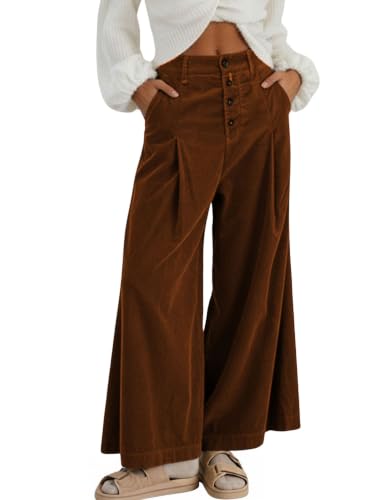 Brown Corduroy Wide Leg Trousers