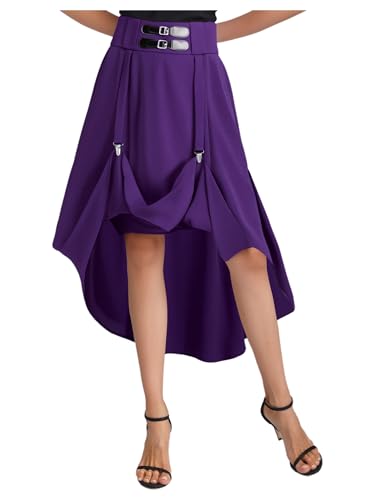 Vxuxlje Women's Medieval Renaissance High Waist Skirt Adjustable Waist A-line Skirt with Clips