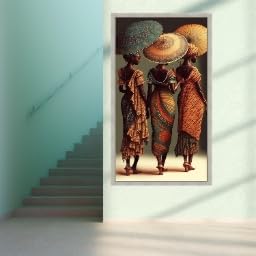 Toile femme africaine en robe pour décoration salon ethnique et art mural de chambre