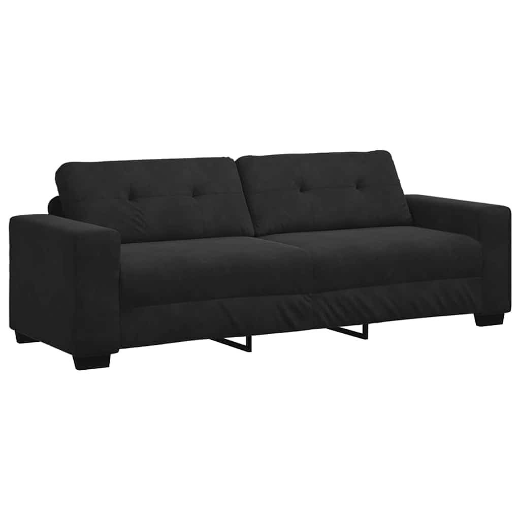 Fengshui Sofa 3-osobowa, czarna, 220 x 78 x 80 cm, aksamit