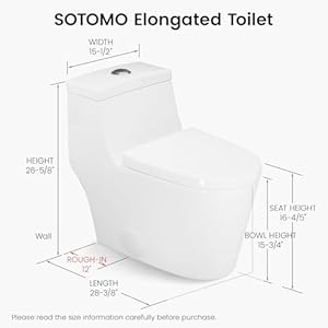 Elongated One Piece Toilet with Soft Closing Seat, 12'' Rough-In Modern Toilet for Bathrooms, 1.28 GPF Dual Flush, MAP 1000g, 28.4 x 15.5 x 26.6 Inches Standard White Toilet bowl Elongated One Piece Toilet with Soft Closing Seat 12 Rough In Modern Toilet for Bathrooms 128 GPF Dual Flush MAP 1000g 284 x 155 x 266 Inches Standard White Toilet bowl