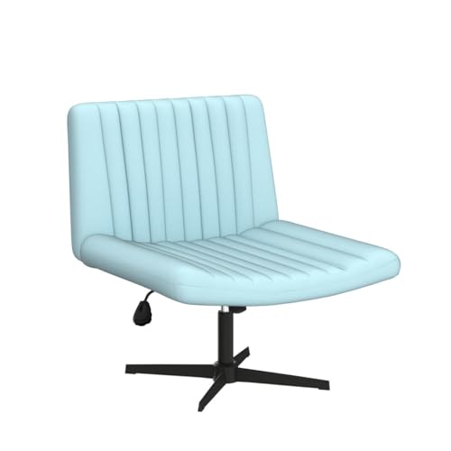 LEMBERI Fabric Padded Desk Chair No Wheels, Armless Wide Swivel Home Office Desk Chair,120°Rocking Mid Back Ergonomic Computer Task Vanity Chair for Office, Home, Make Up,Small Space, Bed Room