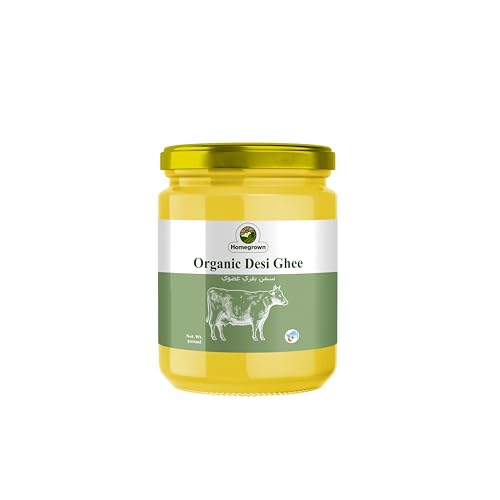 Homegrown Organic Cow Ghee (500 ml) | Traditionally Churned Clarified Butter | Grass-Fed & Non-GMO | High-Heat Cooking Ghee | Rich in Vitamins A D E K | Keto & Paleo Friendly | Glass Jar