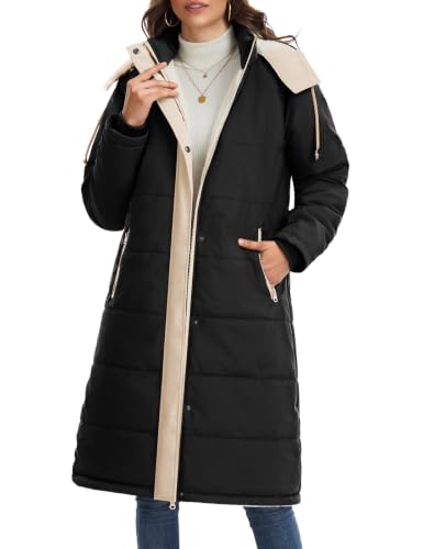 Vancavoo Manteau Femme Hiver Long Veste Chaud Doublé Polaire Capuche