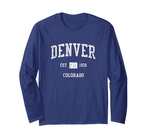 Denver Colorado - Camiseta vintage con diseño deportivo Denver CO Manga Larga