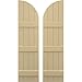 Ekena Millwork ARW401BQ414X58NTH Americraft Four 3 Exterior Real Wood Joined Board-n-Batten Shutters w/Arch Top (Per Pair), 14"W x 58"H, Natural Twine