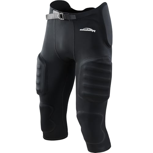 COOLOMG Adult Mens Football Pants with 7 Pads,Integrated Pads Football