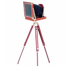 Antique Style Retro Vintage Look Wooden Film Camera Modern Adjustable Brown Tripod Stand Royal Designer Old Movie Prop Rustic Folding Camera Corner House Decorative Collection Item
