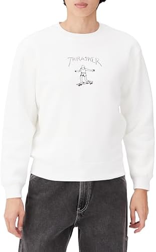 （05:30時点） [スラッシャー] メンズ クルーネックスウェット (スケートグラフィック) [ TH8428 / GONZ CREW ] 定番 0.WHITE/BLACK S