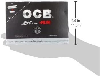 OCB Long Black Paper Plus Tips, 32 Packets