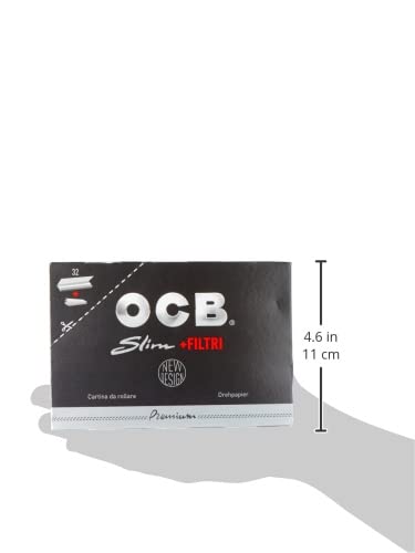 Ocb  Long Black Paper Plus Tips, 32 Packets #TOP4