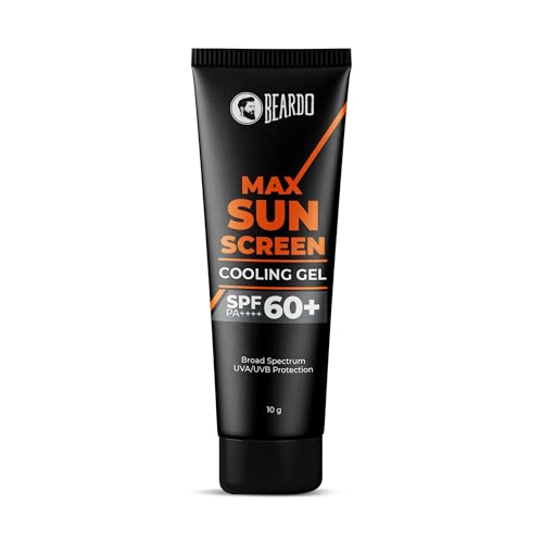 Image of Beardo Max Cooling Gel Sunscreen SPF 60+ PA++++|UVA /UVB Protection | No White Cast |Ultra Lightweight Texture | Non-Greasy |Sunscreen for Men-10g