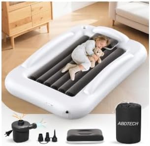 Toddler Air Mattress Inflatable Kids Bed Blow Up Travel Mattress Rails Grey