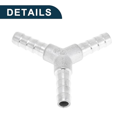 TUCKBOLD 304 Edelstahl Schlauchstutzen 5/16\ 3-Wege Y-förmiger Verbinder für Luft Wasser Öl Gas Kraftstoff 2 Stück Silberton