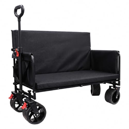 Collapsible Foldable Wagon Cart with Wheels 240L Capacity Folding Sports Wagons 560LBS Load Large 3-in-1 Grocery Heavy Duty Carts for Sand Beach Camping Fishing