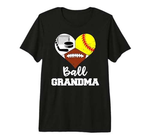 Ball Grandma Heart Funny Football Softball Hockey Grandma Premium Tri-Blend T-Shirt