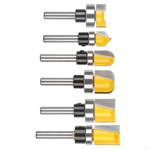 Punta per fresa per lavorazione del legno con gambo da 6 mm, ciotola e vassoio modello con taglierina rotonda per una finitura liscia e un'intaglio accurato di fondi rotondi (E)